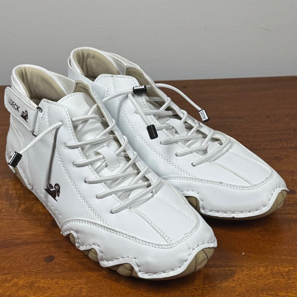 Ldeck White Leather Sneakers Casual Shoes Unisex EU 39 Mens US 6.5 Womens US 8.5
